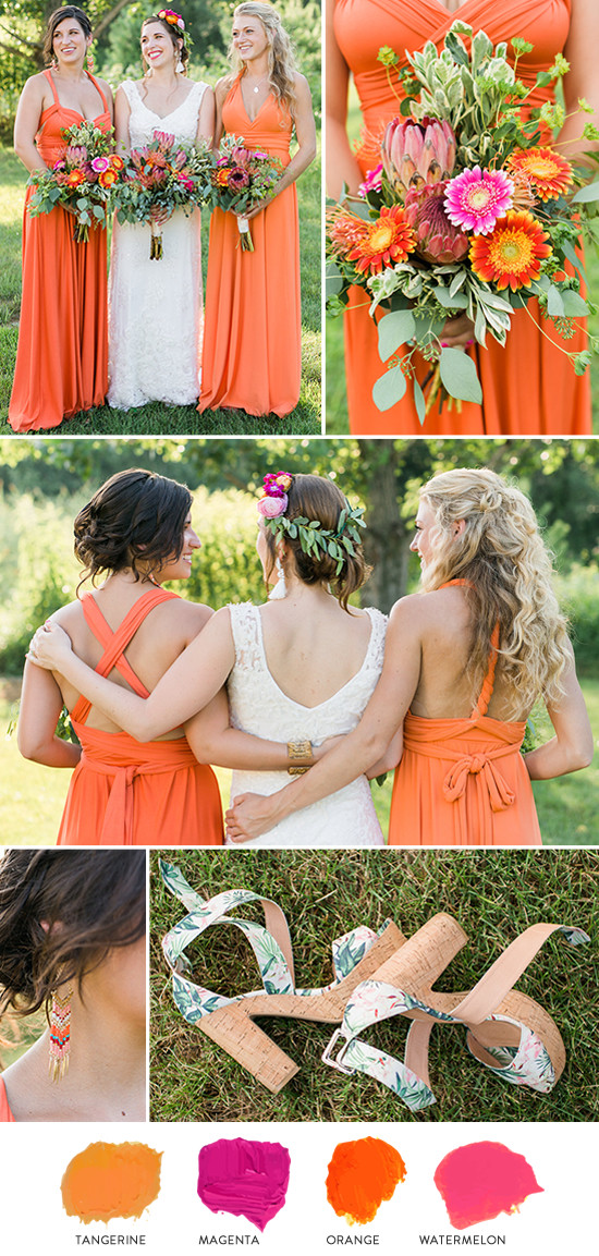 orange bridesmaid look @wedding chicks