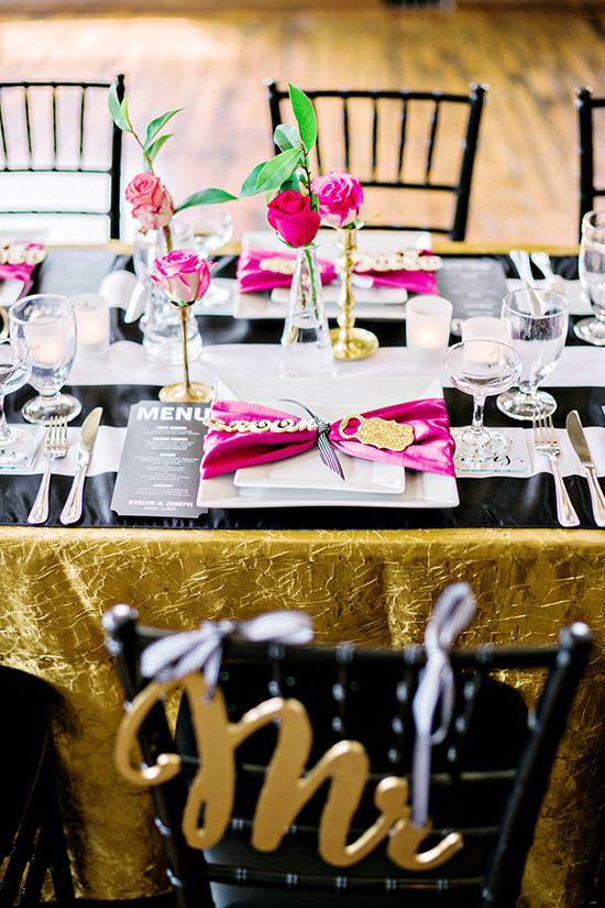 hot-pink-and-black-industrial-modern-wedding