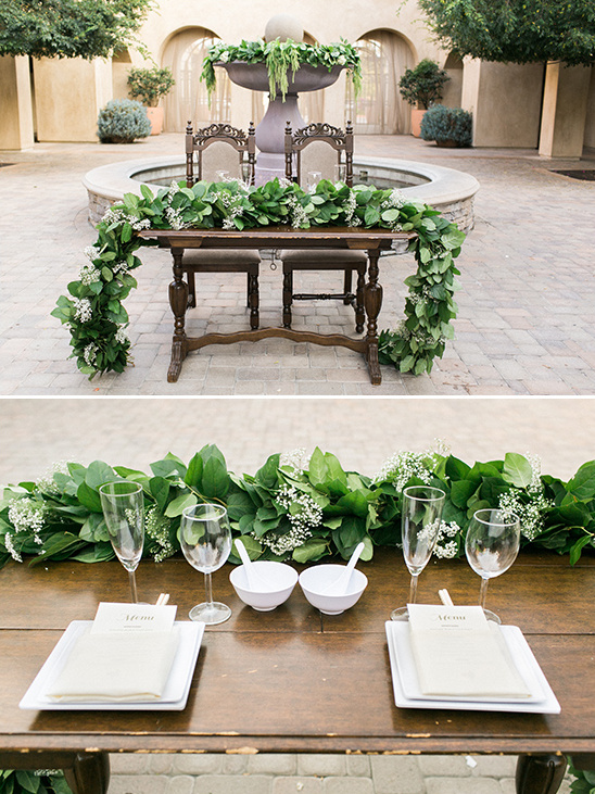 sweetheart table greenery garland @weddingchicks