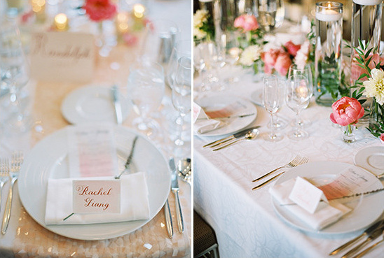 Elegant wedding table setting with floral decor