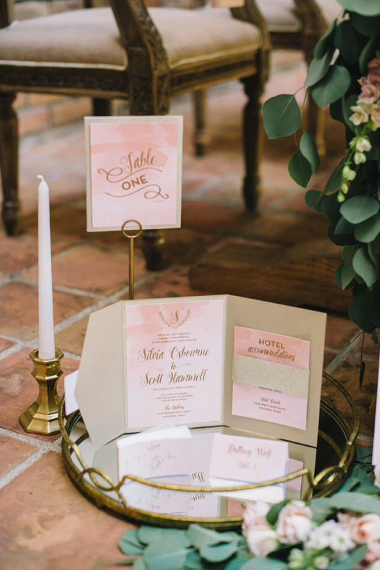 Wedding stationery table setting with invitation suite