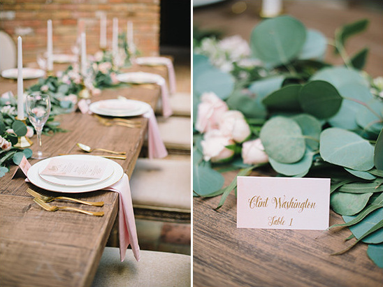 soft pink and gold table decor @weddingchicks