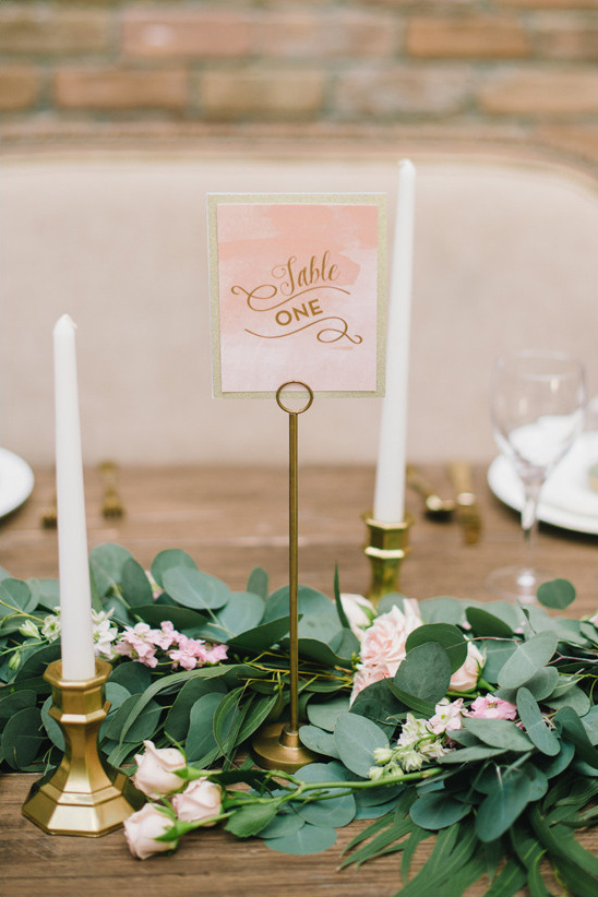 pink and gold table number @weddingchicks