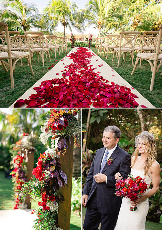romantic rose petal ceremony decor @weddingchicks