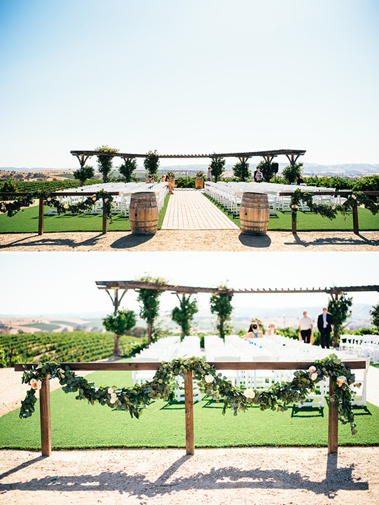 Vineyard wedding venue with rustic decor and chairs