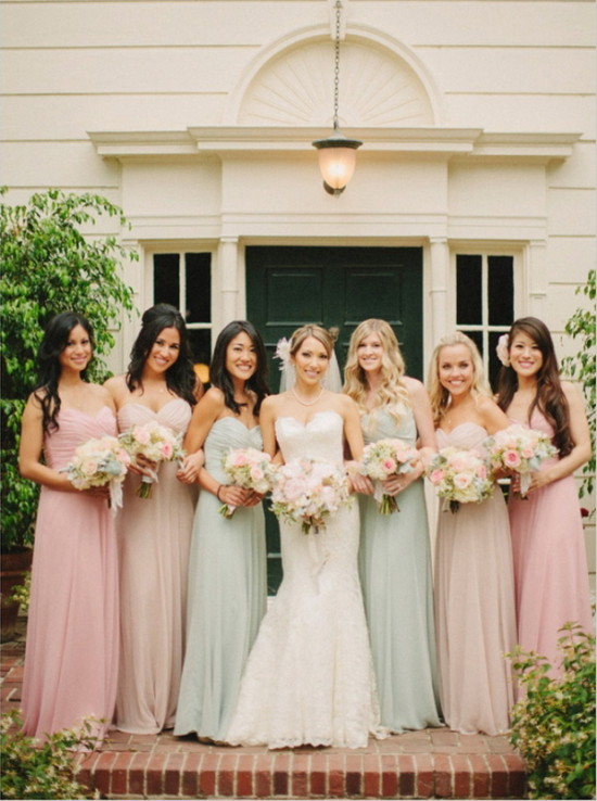 rose, blush and mint bridesmaid @weddingchicks