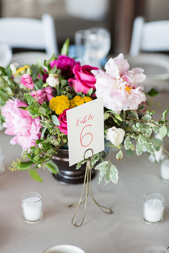 Table 6 centerpiece with pink roses at wedding reception