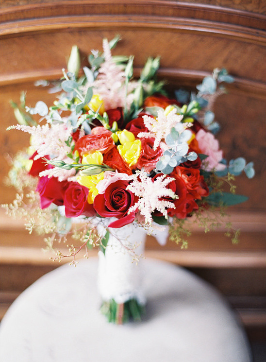 red and yellow bouquet @weddingchicks