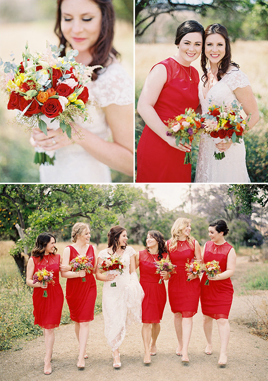red bridesmaids @weddingchicks