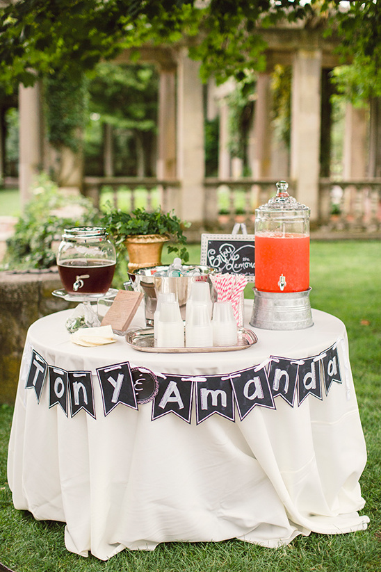 Outdoor drinks station at Tony and Amandas wedding