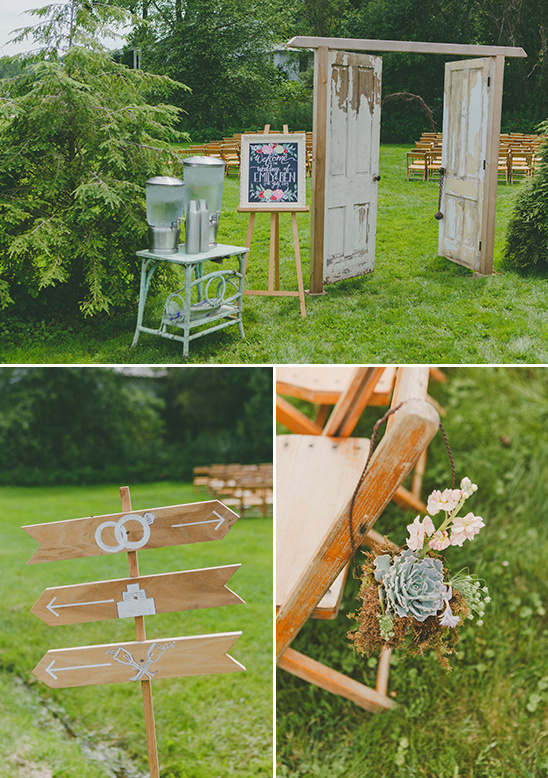 Rustic chic outdoor wedding decor and signage detail
