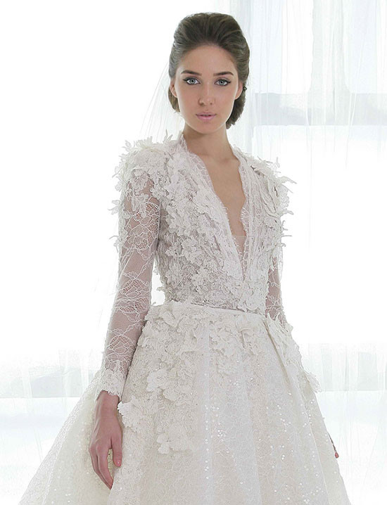 long sleeve Ziad Nakad wedding dress @weddingchicks