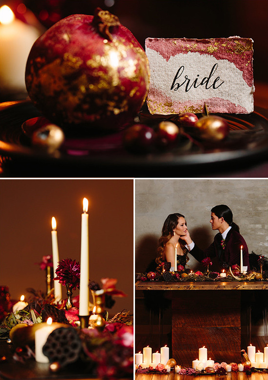 gold and red table decor @weddingchicks