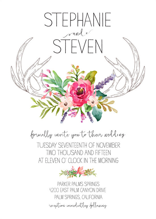 antler invitation free printable @weddingchicks