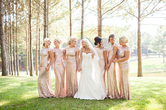 gold bridesmaids dresses @weddingchicks