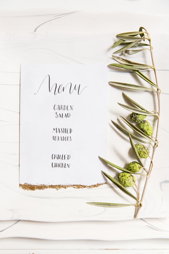 simple wedding menu @weddingchicks