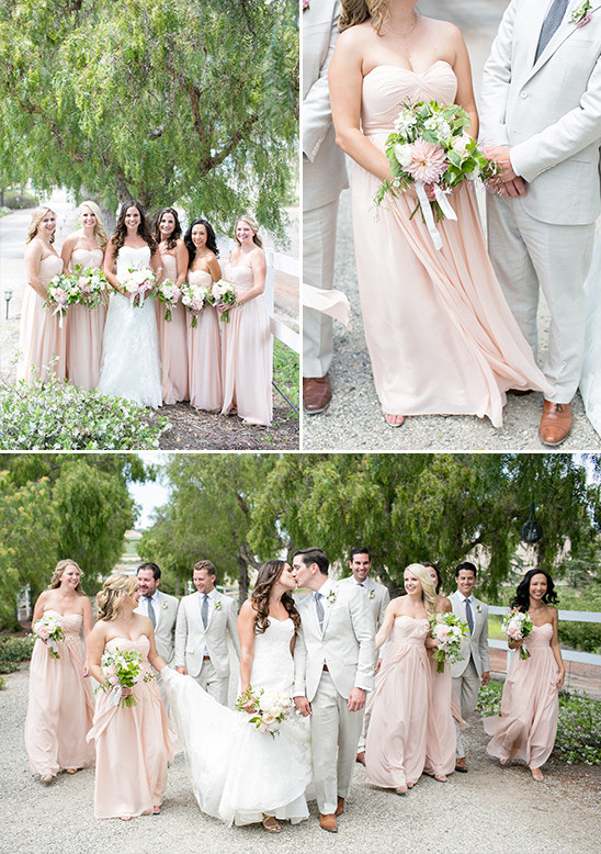 peach and grey wedding party @weddingchicks