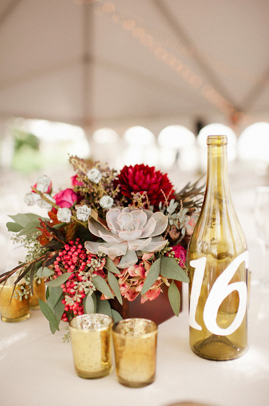 centerpiece and table number @weddingchicks