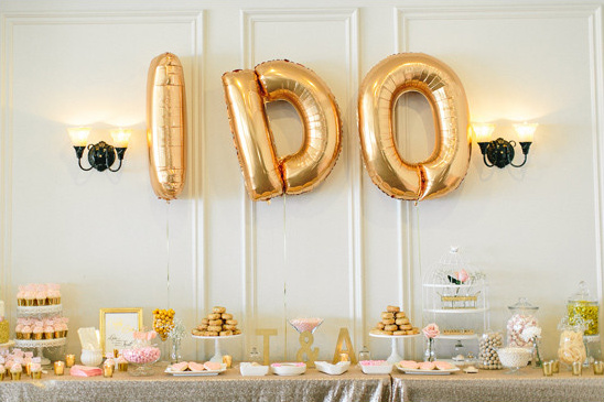 gold and pink dessert table @weddingchicks