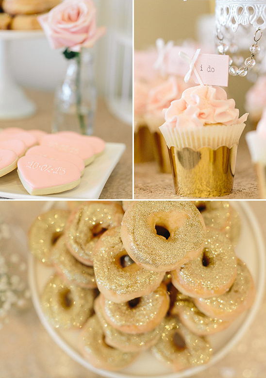 pink and gold wedding treats @weddingchicks