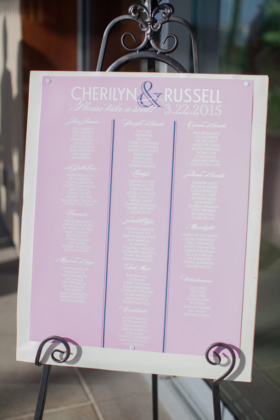 Cherilyn and Russell wedding seating chart for guests
