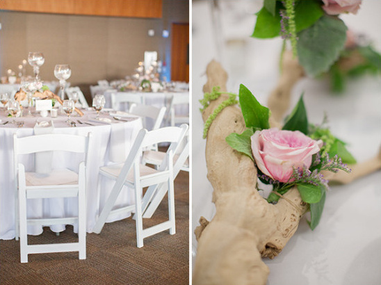 Elegant wedding reception with floral centerpieces