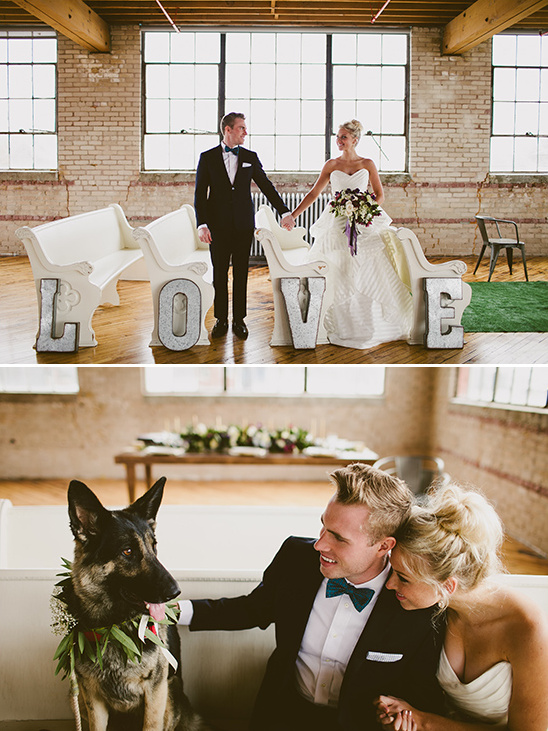 wedding ceremony decor and dog @weddingchicks