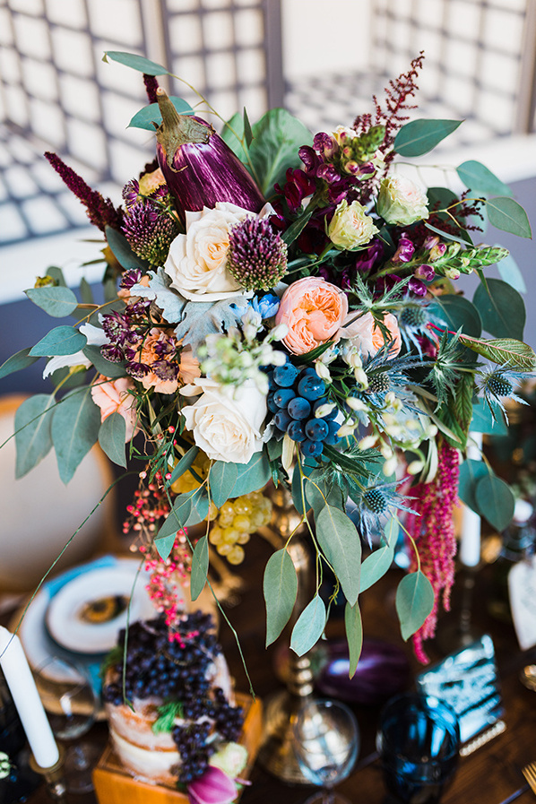 flower and produce wedding centerpiece @weddingchicks