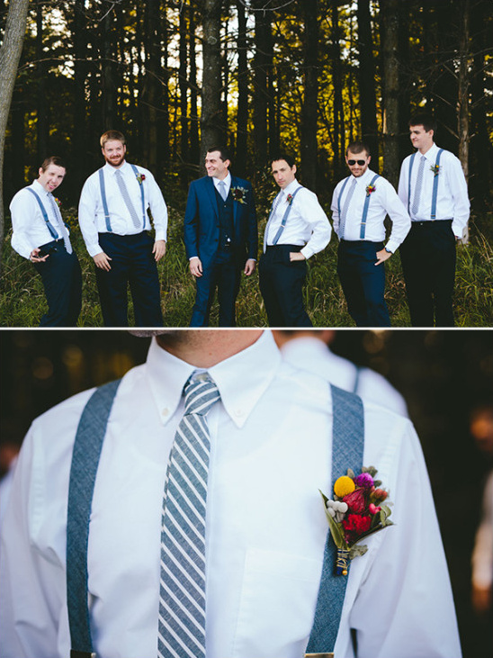 blue groomsmen with suspenders @weddingchicks
