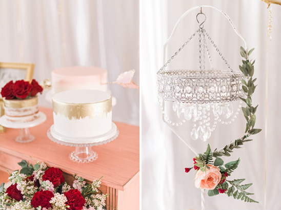 gold and pink cake table @weddingchicks