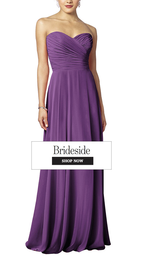 Purple strapless chiffon bridesmaid dress full length