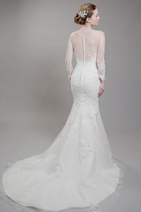 long sleeve lace wedding gown by franssical.com