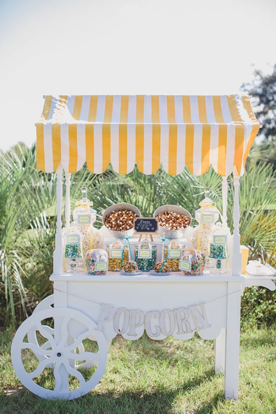 popcorn bar cart idea @weddingchicks