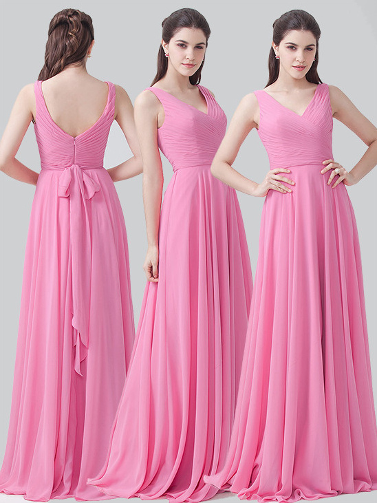 long pink bridesmaid dresses @weddingchicks