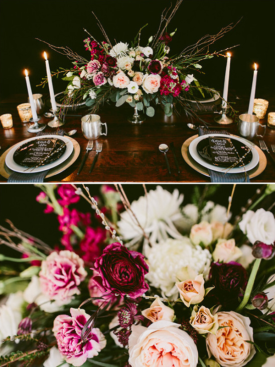 marsala floral table centerpiece @weddingchicks