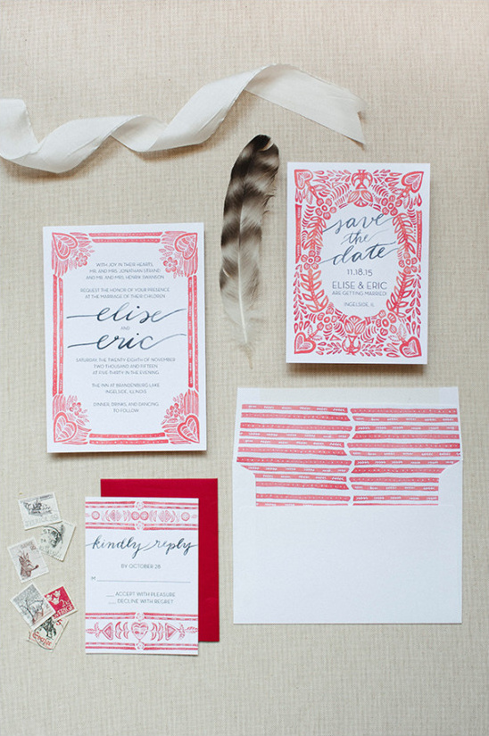 red and white wedding stationery @weddingchicks