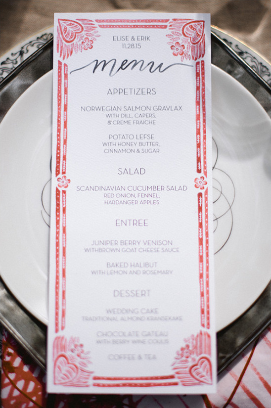 red and white wedding menu @weddingchicks