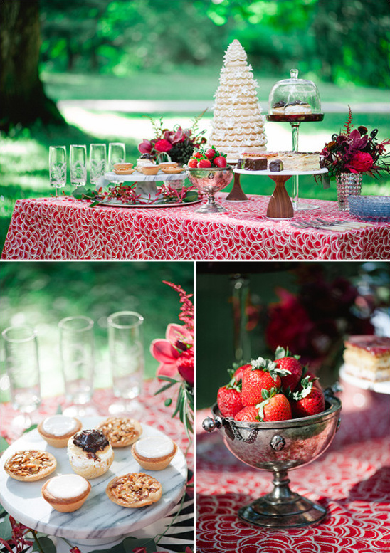 red and white wedding desserts @weddingchicks