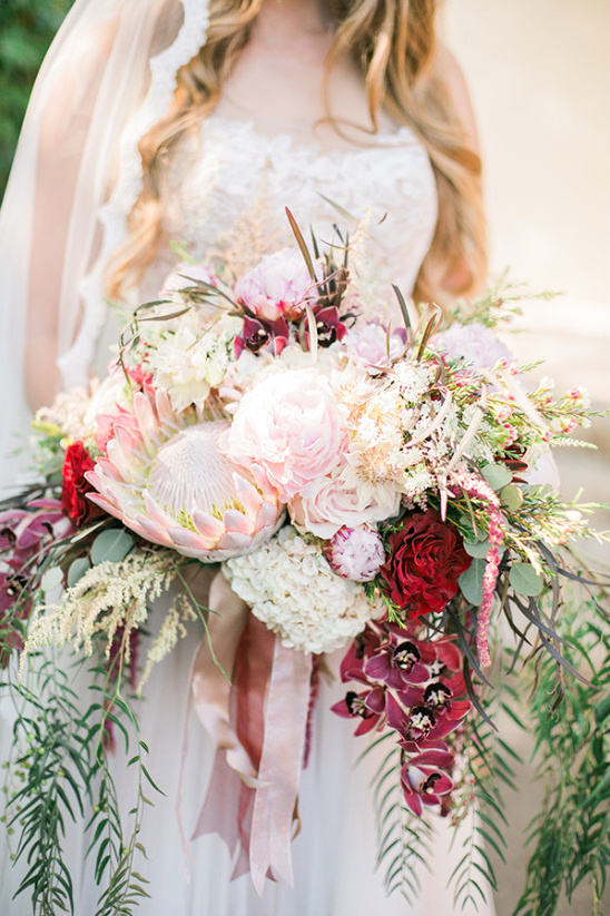 protea and peony wedding bouquet @weddingchicks