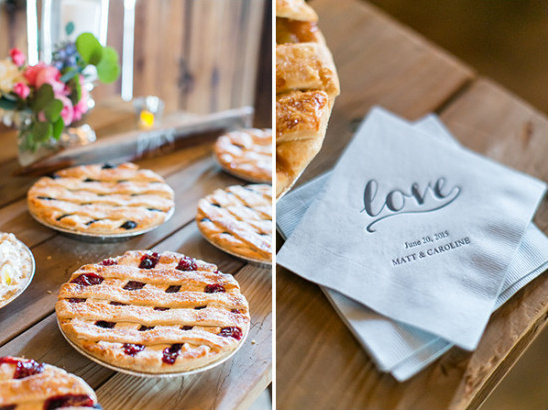 Delicious fruit pies at wedding reception