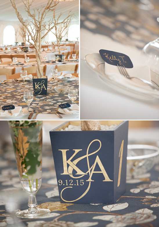 Wedding reception table settings with elegant details