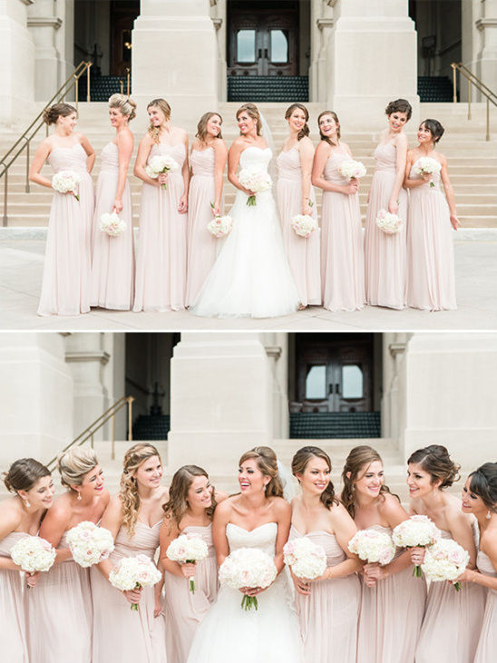 blush bridesmaid dresses @weddingchicks
