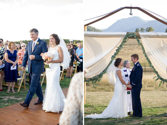 Bride with her father and groom on wedding day