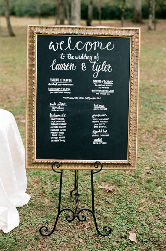 Welcome sign for the wedding of Lauren and Tyler