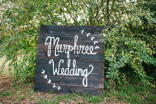 Murphree Wedding on wood sign with leaf decorations