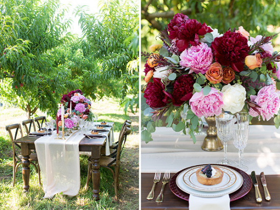 pink and red table setting ideas @weddingchicks