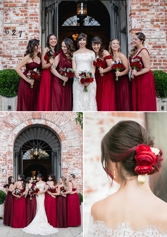 bridesmaids in red @weddingchicks