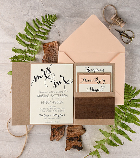 Elegant rustic Mr and Mr wedding invitation suite