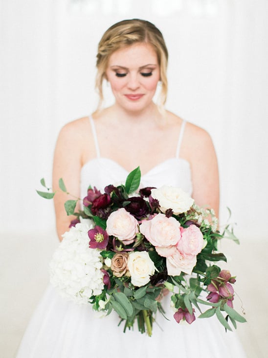 white and purple bouquet