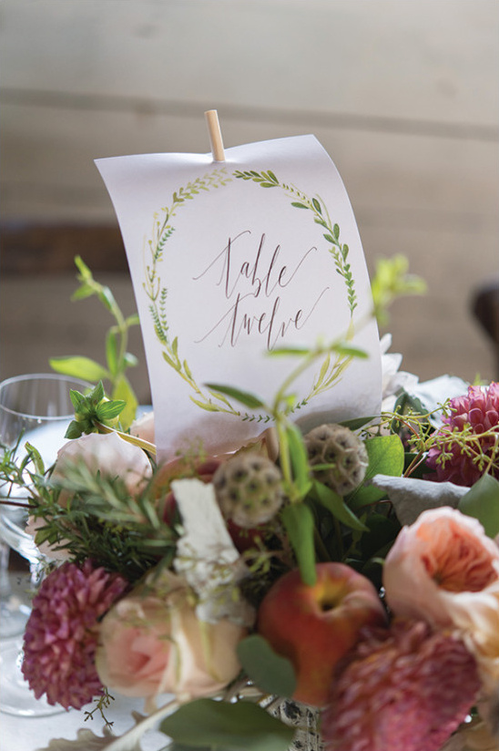 Table twelve wedding centerpiece floral arrangement